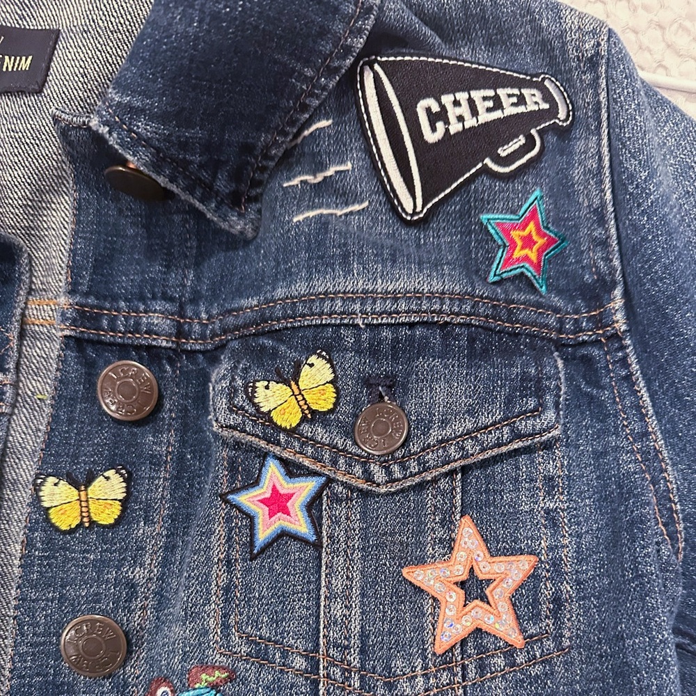 J.Crew Patchwork Upcycled Embroidered Denim Jacke… - image 8